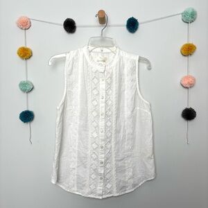 Anthropologie White Eyelet Embroidered Tank